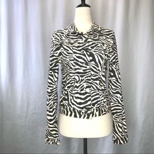 Karolina Kijak for H&M zebra print denim jacket off-white dark grey 13-14Y
